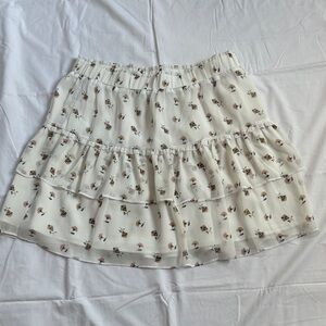 LOFT Cream Floral Mini Skirt